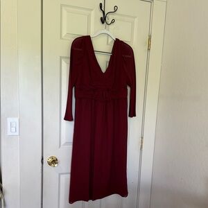 Elegant burgundy dress for any occasion. Sheer long sleeve.